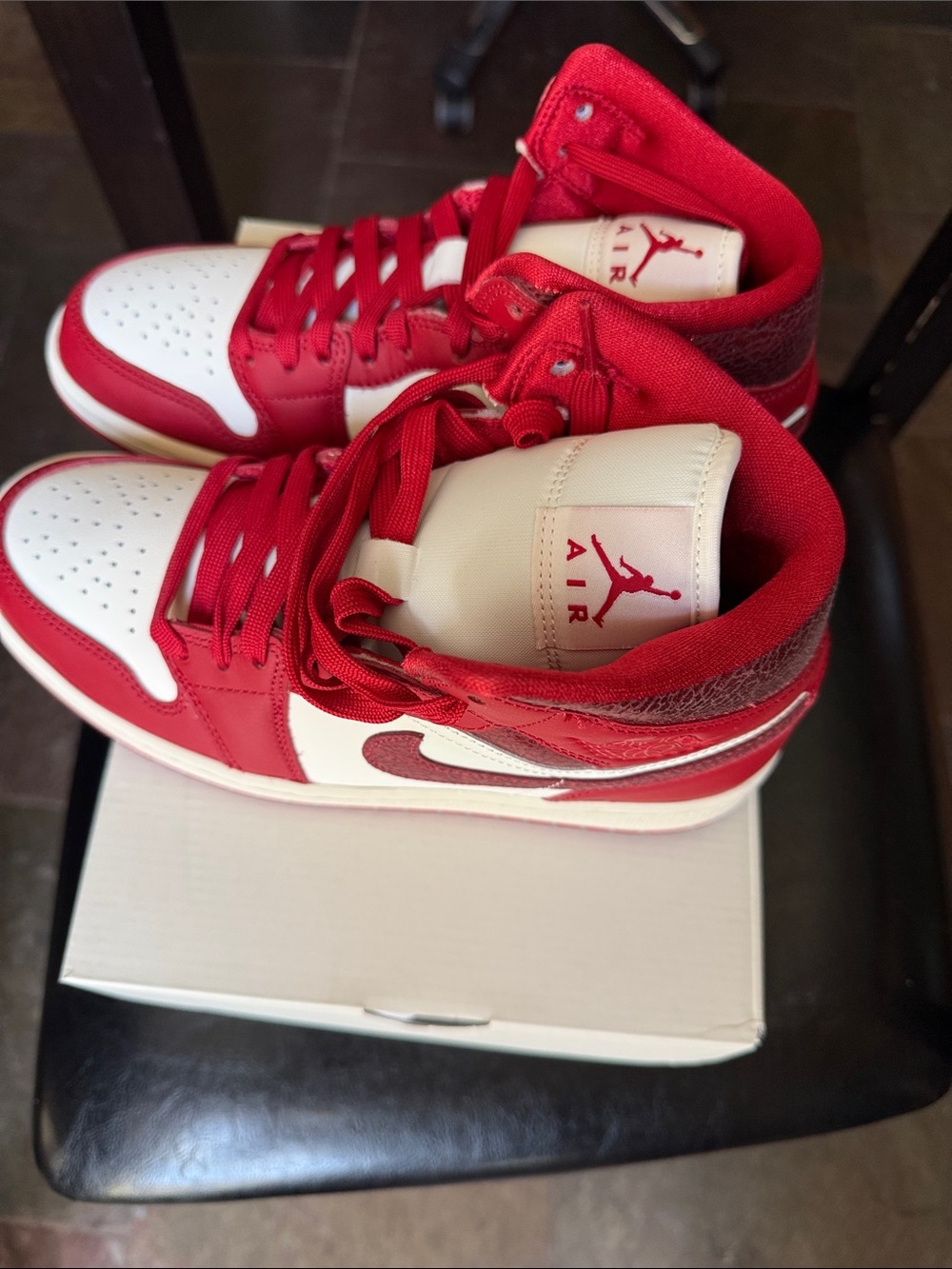 Jordan Air High-Top Sneakers in Red and White